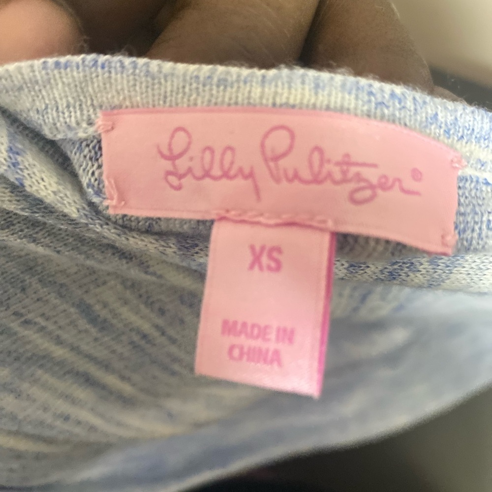 Lilly Pulitzer Size XS Jupiter Dress Lapis Blue Kangaro Pocket Wool Cotton Blend - Picture 13 of 14